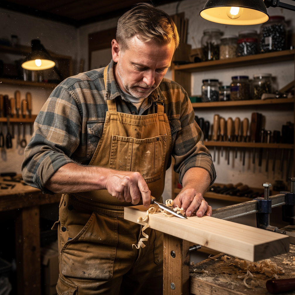 Danish craftsman working with wood in a workshop